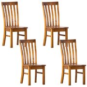 4 Pcs Rustic Oak Dining Chair Set: Solid Pine Timber Wood Seats - Stylish and Durable