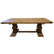Handcrafted Mango Wood Coffee Table: 140cm Pedestal Design - Honey Wash