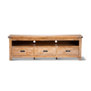 Rustic Charm: Entertainment TV Unit in Solid Mango Wood - Honey Wash Finish