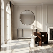 Bronte Dual Layer Marble Stone Console - White Marble Stone