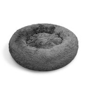 Dog Pet Cat Calming Bed, Plush Round Nest, Dark Grey, 70Cm