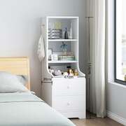 2x Bedside table set with drawers, slim tall cabinet, multifunctional design