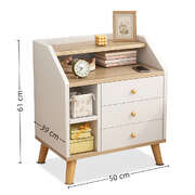2x bedside table set wood grain drawers curved design bedroom furniture