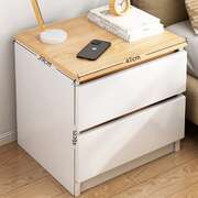 2x Bedside table pair oak wood grain drawers minimalist design furniture