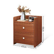 2x Bedside table walnut wood grain tray drawers vintage style furniture