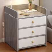 2x bedside table set 3 drawer light gray white wooden knobs bedroom furniture
