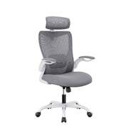 Ergonomic High Back Flipped Armrest Task Chair In Grey