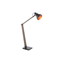 Natural Large Floor Lamp With Matte Black Shade And Inner Copper