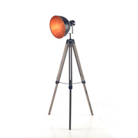 Tripod Floor Lamp With Black/Gold Bowl Shade