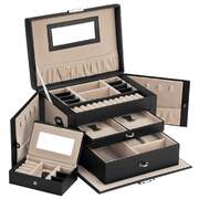 Large Lockable Jewellery Box with 2 Drawers Mirror