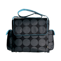 Oioi Nappy Bag Grey Dot Messenger Turq Lining