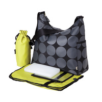 Oioi Nappy Bag Grey Dot - Green Hobo W Strolle