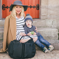 Oioi Black Nylon Two Pocket Slouch Hobo Nappy Bag
