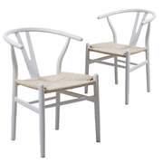 Modern White Wishbone Chair Replicas (Set of 2) by Hans Wegner