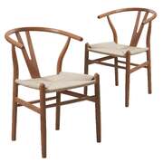 Stylish Set of 2 Natural Hans Wegner Replica Wishbone Chairs for Your Home