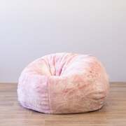 Plush Fur Bean Bag in Marble Pink Cloud for Unparalleled Relaxation