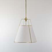 Elegant Illumination: White Pendant Light with Gold Hardware