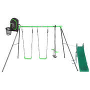 Kids Hurley 2 Metal Swing Set With Slide & Hoop