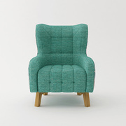 Armchair High back Lounge Accent Chair Designer Printed Fabric with Wooden Leg