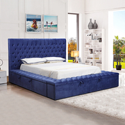 Bedframe King Size Velvet Fabric Blue Colour 