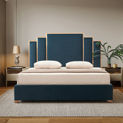 Bed Frame Polyester Fabric Padded Upholstery