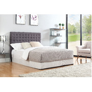 Bed Head Queen Charcoal Headboard Upholstery Fabric Tufted Buttons