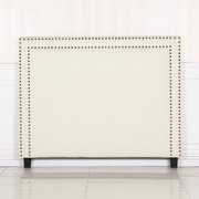 Bed Head Queen White Headboard Upholstery Fabric Studded Buttons