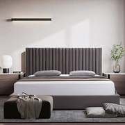 Polyester Fabric Padded Upholstered Bed Frame With Stainless Steel Feet