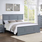 King Bed Frame In Solid Wood With Slats Support In Grey Colour