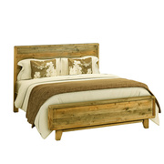 King Wooden Bed Frame in Solid Wood Antique Design Light Brown