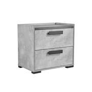 Bedside Table With 2 Storage Drawers Mdf Combination Of Black & Cement Colour Nightstand