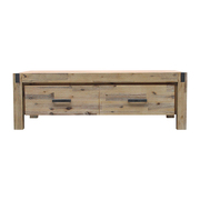 Coffee Table Solid Acacia Wood & Veneer 1 Drawers Storage Oak