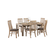 7 Pieces Dining Suite 180cm Medium Size Dining Table & 6X Chairs in Oak Colour