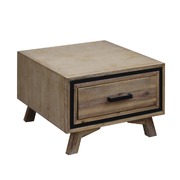 Lamp Table With 1 Storage Drawer Solid Wooden Frame In Silver Brush