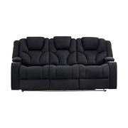 Fabric Black Headrest Padded Seat Recliner Sofa 3R