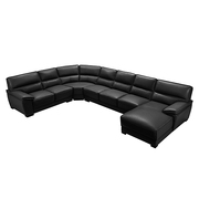 Black Bonded Leather 7-Seater Corner Lounge Set