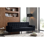 Black Velvet 3-Seater Button-Tufted Sofa Bed