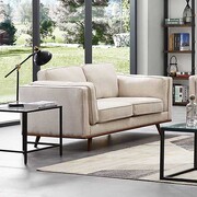 2 Seater Fabric Cushions Modern Sofa Beige Colour