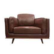 Single Seater Armchair Sofa Lounge Accent Chair In Brown  Wooden Frame