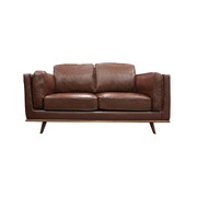 Brown Leather 2-Seater Modern Lounge Sofa