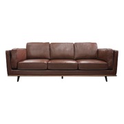 Brown 3-Seater Lounge Sofa With Wooden Frame