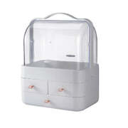 Cosmetics Storage Boxes Portable Makeup Jewelry Case(White-Pink)