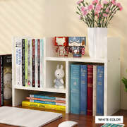 Adjustable Wood Desktop Bookshelf (White)