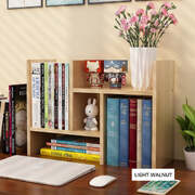 Adjustable Wood Desktop Bookshelf (Light Walnut)