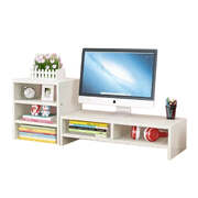 3 Tier White Wood Desk Shelf Riser