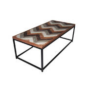 Wooden Coffee Table Contemporary Home Living Room or Office Wooden top Metal Frame