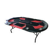Foldable Red Color Poker Table Blackjack Texas Holdem Table With Cup Holders
