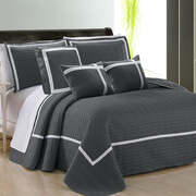6 Piece Two Tone Embossed Comforter Set King Charcoal
