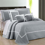 6 Piece Two Tone Embossed Comforter Set King Silver