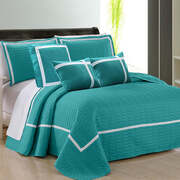 6 Piece Two Tone Embossed Comforter Set King Teal